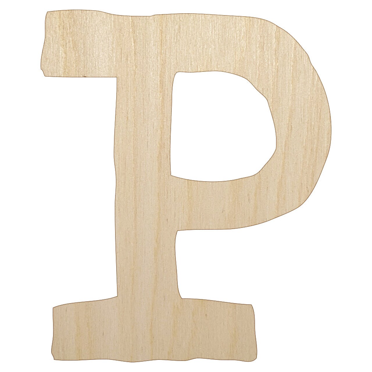 Letter P Uppercase Cute Typewriter Font Unfinished Wood Shape Piece Cutout for DIY Craft Projects